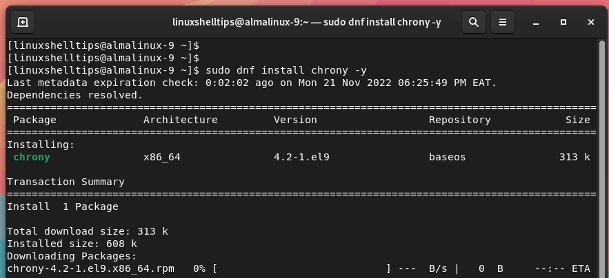Install Chrony in AlmaLinux