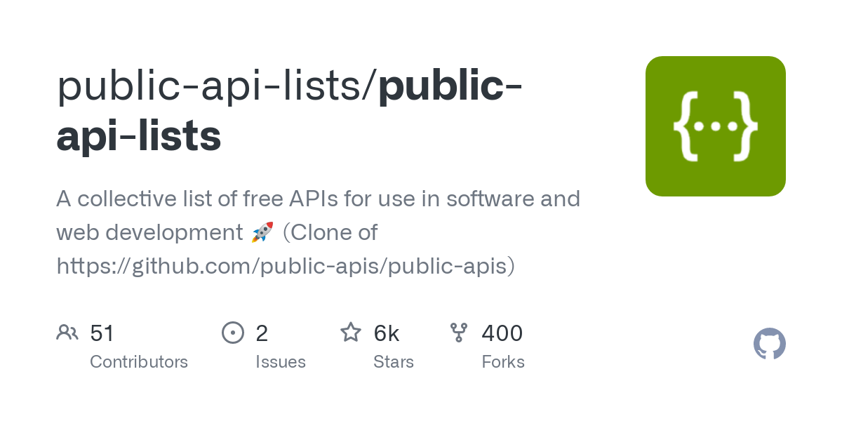List of Free Public APIs