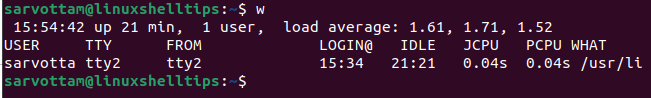 Show Linux Uptime and All Logged-in Users