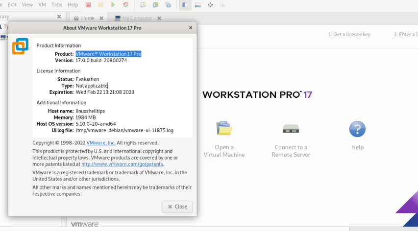 VMware Workstation Pro Dashboard