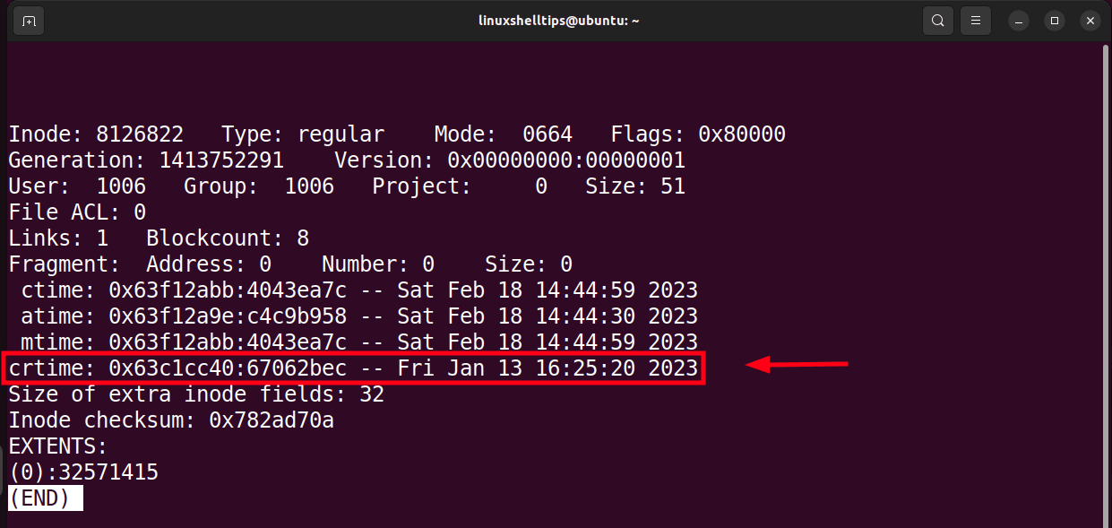 Check File Creation Date and Time in Linux