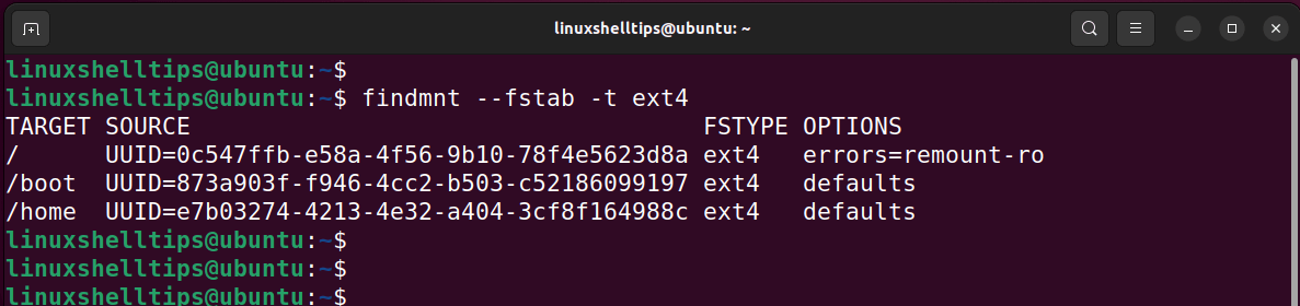 Check Linux Ext4 Mounted File System