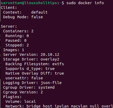 Docker Installation Info