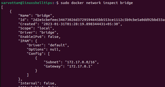 List Docker Network Info