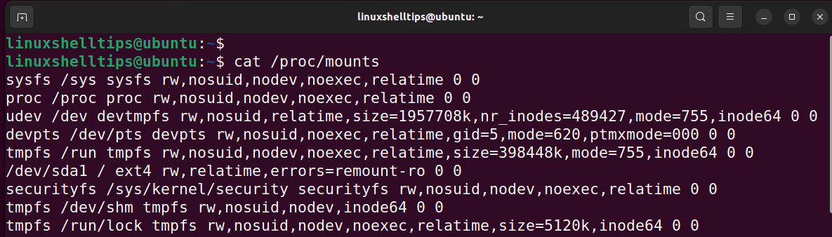 View Currently Mounted Linux Filesystems